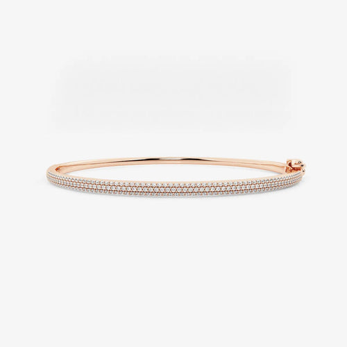 Round Lab Grown Diamond Pave Bangle Bracelet Platinum