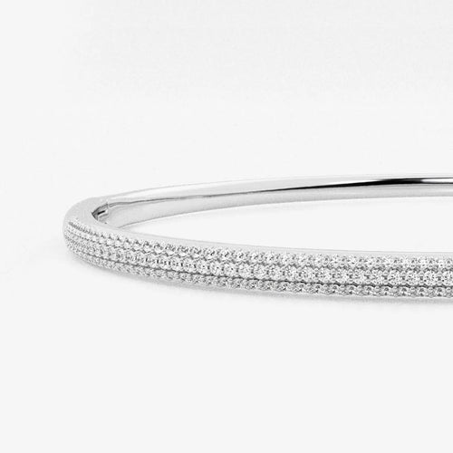 Round Lab Grown Diamond Pave Bangle Bracelet Platinum