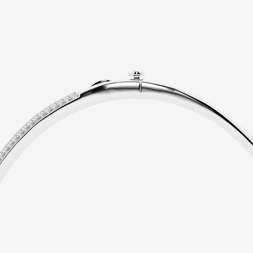 Round Lab Grown Diamond Pave Bangle Bracelet Platinum