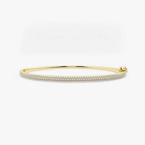Round Lab Grown Diamond Pave Bangle Bracelet Platinum