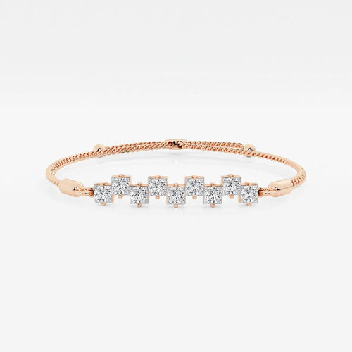 Princess Lab Grown Diamond Stagger Nine Stone Bolo Bracelet
