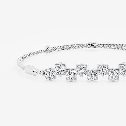 Princess Lab Grown Diamond Stagger Nine Stone Bolo Bracelet