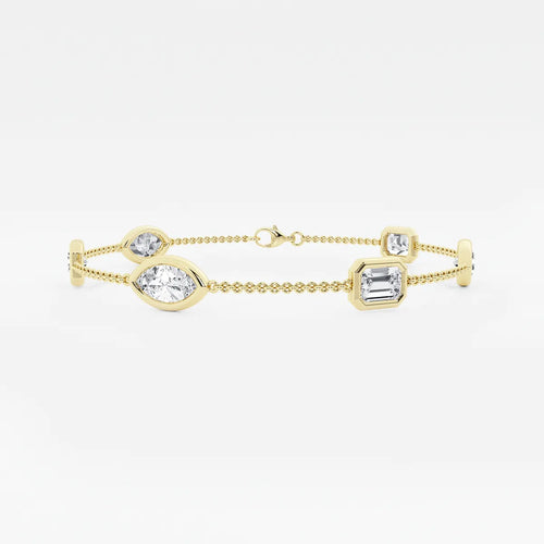 Emerald & Marquise Lab Grown Diamond Station Chain Bracelet