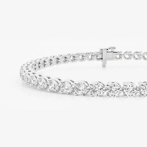 Round Lab Grown Diamond Three Prong Tennis Bracelet