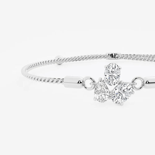 Oval and Pear Lab Grown Diamond Three Stone Bolo Bracelet