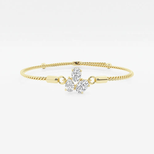 Oval and Pear Lab Grown Diamond Three Stone Bolo Bracelet
