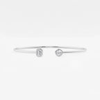 Round and Emerald Lab Grown Diamond Open Bangle Bracelet