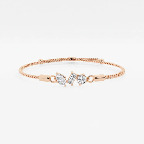 Multi-Shape Lab Grown Diamond Three Stone Bolo Bracelet