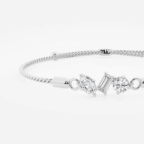Multi-Shape Lab Grown Diamond Three Stone Bolo Bracelet
