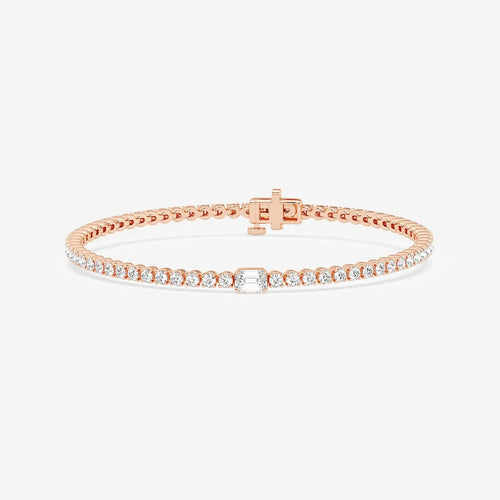 Emerald Lab Grown Diamond Single Station Tennis Bracelet