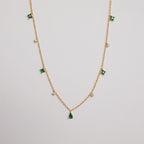 Emerald Diamond Station Necklace