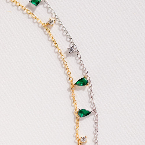 Emerald Diamond Station Necklace