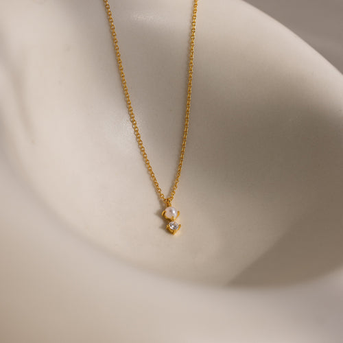 Tiny Pearl Diamond Necklace