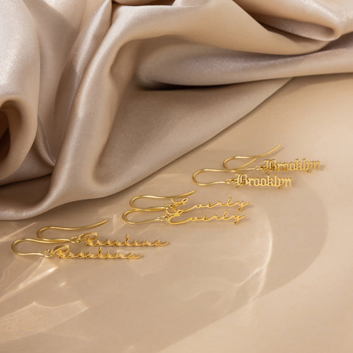 Vertical Dangling Name Earrings