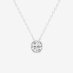Round Lab Grown Diamond Bezel Set Solitaire Pendant with Adjustable Chain