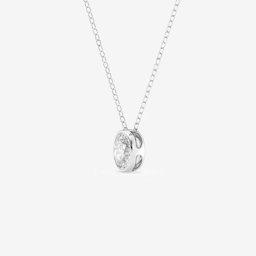 Oval Lab Grown Diamond Bezel Set Solitaire Pendant with Adjustable Chain