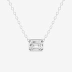 Emerald Lab Grown Diamond East West Bezel Set Solitaire Pendant with Adjustable Chain