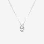 Pear Lab Grown Diamond Bezel Set Solitaire Pendant with Adjustable Chain 14K Rose Gold, E, VS1 | IGI Certified, 2 ct Center