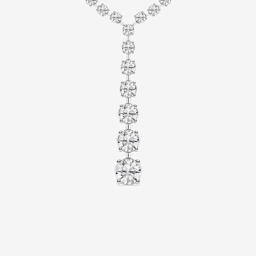 Round Lab Grown Diamond Lariat Tennis Necklace