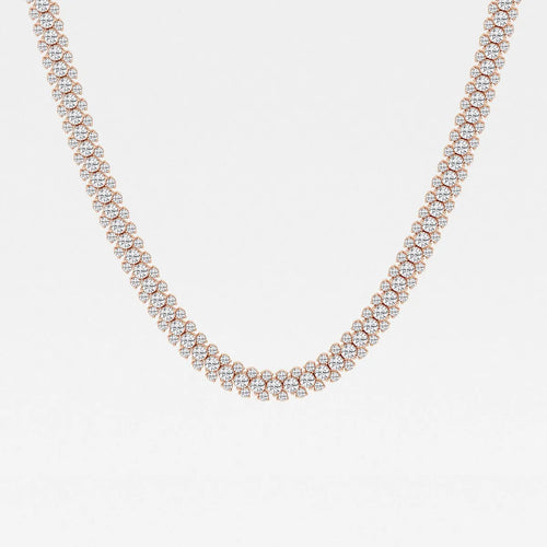 Round Lab Grown Diamond Multi row Tennis Necklace
