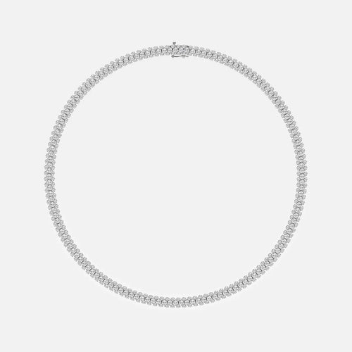 Round Lab Grown Diamond Multi row Tennis Necklace