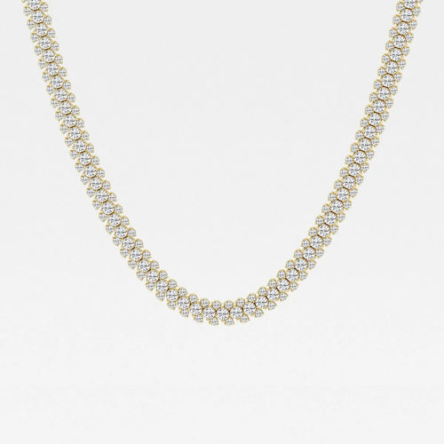 Round Lab Grown Diamond Multi row Tennis Necklace