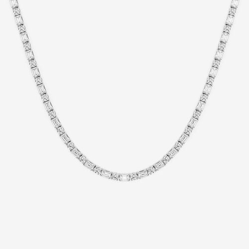 Emerald Lab Grown Diamond Alternating Tennis Necklace