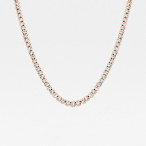Emerald Lab Grown Diamond Graduated Bezel Set Tennis Necklace