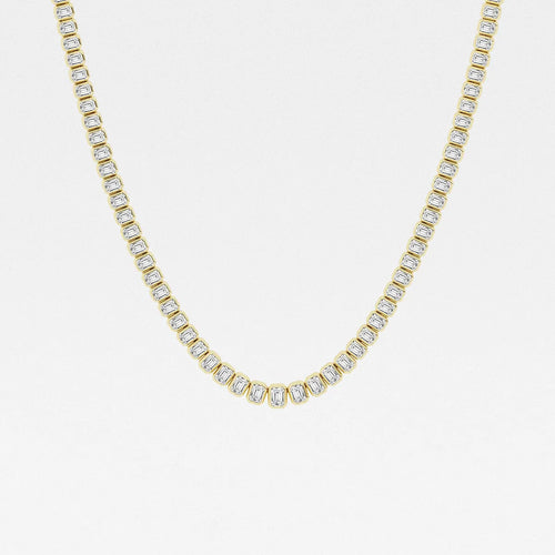 Emerald Lab Grown Diamond Graduated Bezel Set Tennis Necklace