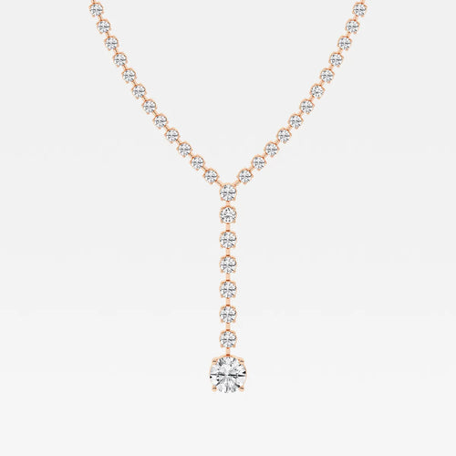 Round Lab Grown Diamond Lariat Tennis Necklace