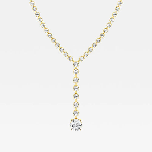Round Lab Grown Diamond Lariat Tennis Necklace
