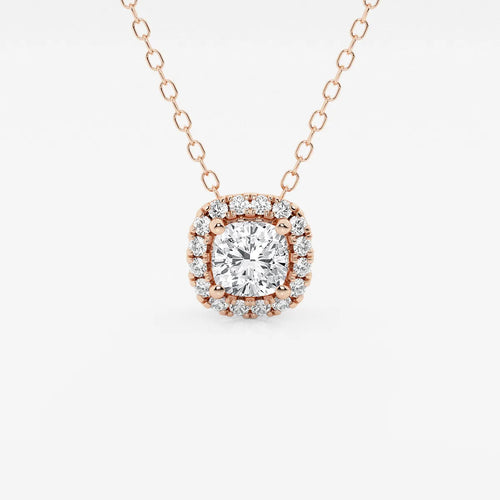 Cushion Lab Grown Diamond Halo Pendant with Adjustable Chain