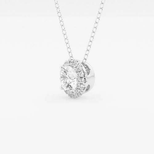 Round Lab Grown Diamond Halo Pendant with Adjustable Chain