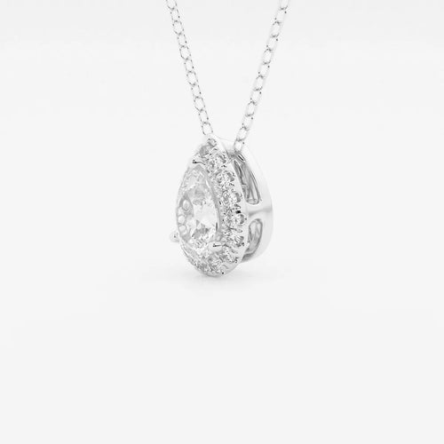 Pear Lab Grown Diamond Halo Pendant with Adjustable Chain