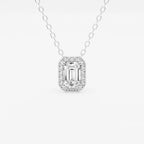 Emerald Lab Grown Diamond Halo Pendant with Adjustable Chain