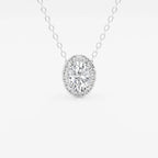 Oval Lab Grown Diamond Halo Pendant with Adjustable Chain