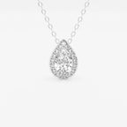 Pear Lab Grown Diamond Halo Pendant with Adjustable Chain