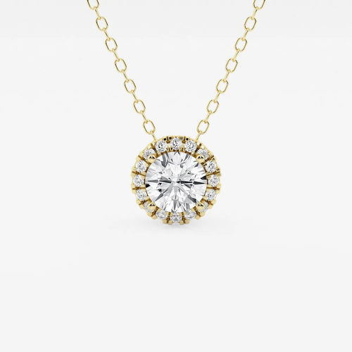 Round Lab Grown Diamond Halo Pendant with Adjustable Chain