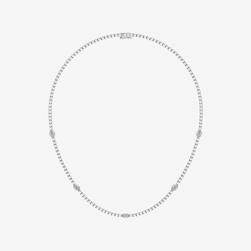 Oval Lab Grown Diamond Station Tennis Necklace 14K Rose Gold