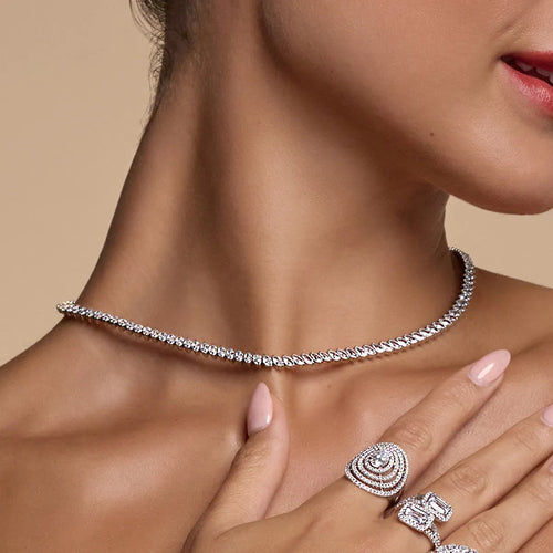 Marquise Lab Grown Diamond Marquise Tennis Necklace