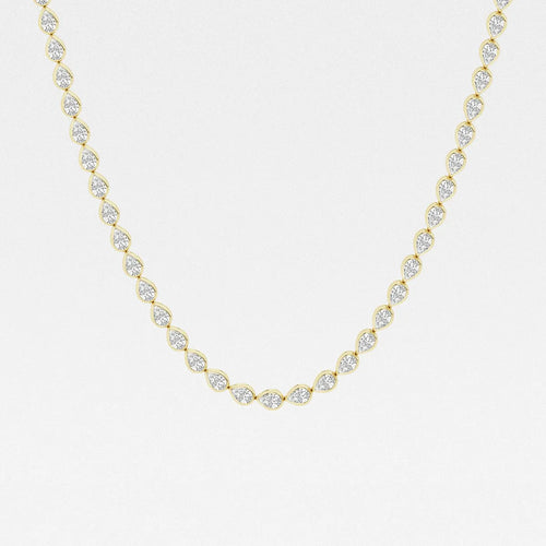 Pear Lab Grown Diamond East West Bezel Set Tennis Necklace