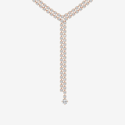 Round Lab Grown Diamond Double Row Lariat Necklace