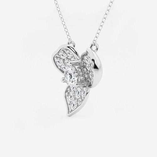 Round Lab Grown Diamond Pave Flower Pendant