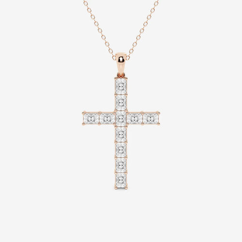 Radiant Lab Grown Diamond Cross Pendant