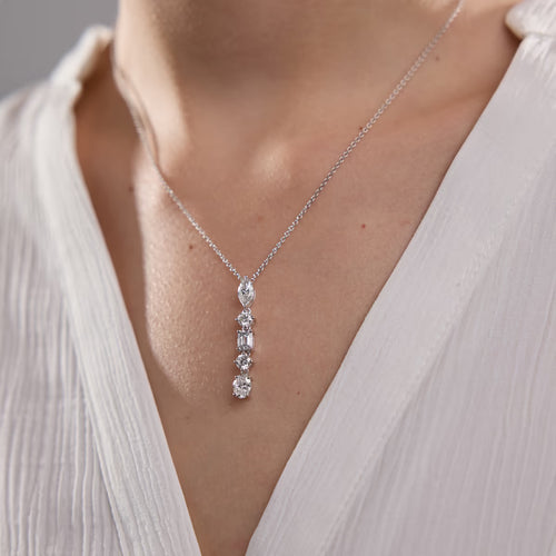 Multi-Shape Lab Grown Diamond Pendant with Adjustable Chain