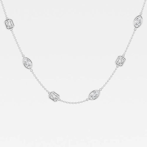 Marquise and Emerald Lab Grown Diamond Station Necklace