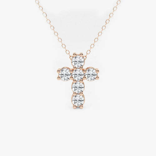 Round Lab Grown Diamond Petite Cross Pendant