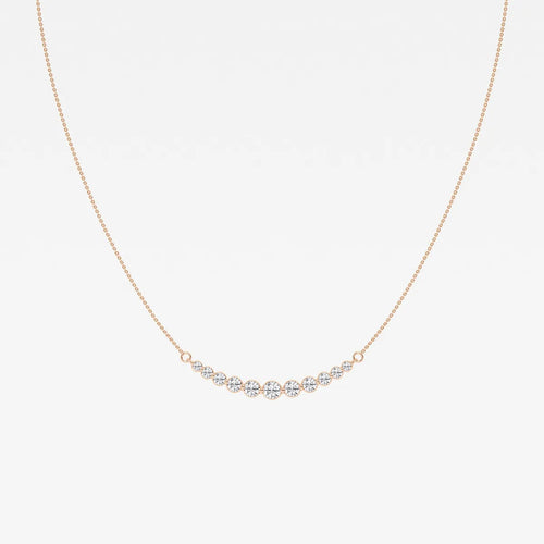 Round Lab Grown Diamond Curved Center Necklace