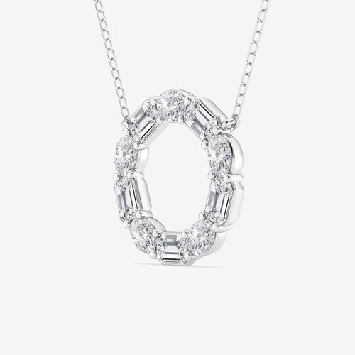 Emerald and Oval Lab Grown Diamond Circle Pendant