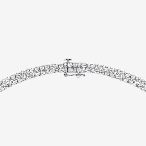 Round Lab Grown Diamond Double Row Tennis Necklace